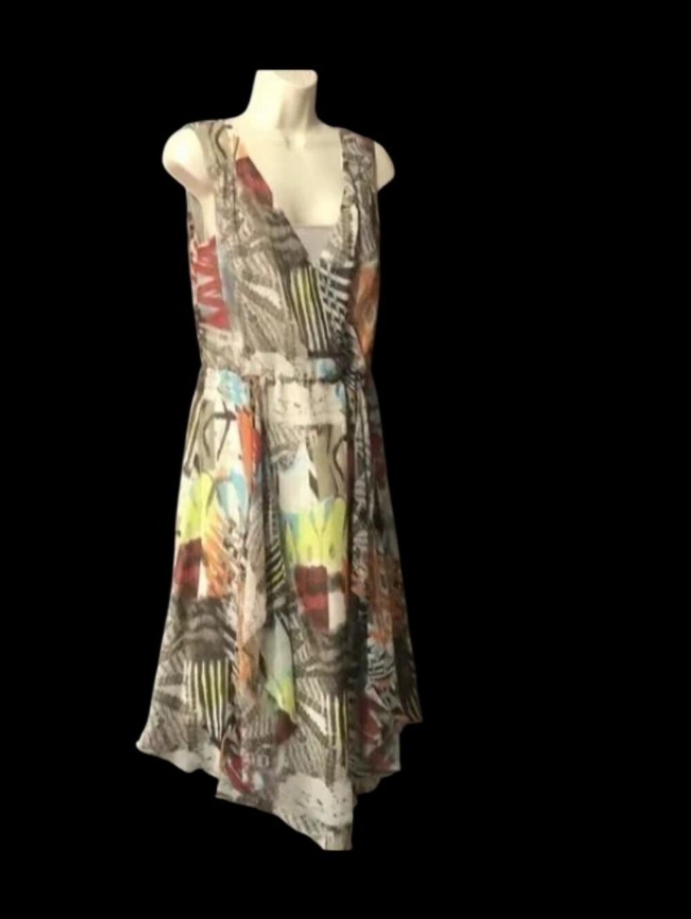 NWT Simon Chang Sz 6 Sleeveless Abstract Print Art To Wear Whimsical Dress